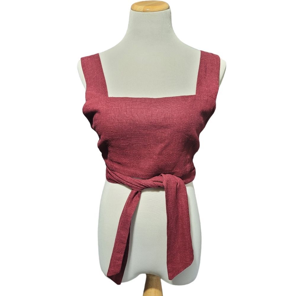 All That Remains Natalie Linen Tie Top Burgundy  Womens 8 Limited Edition